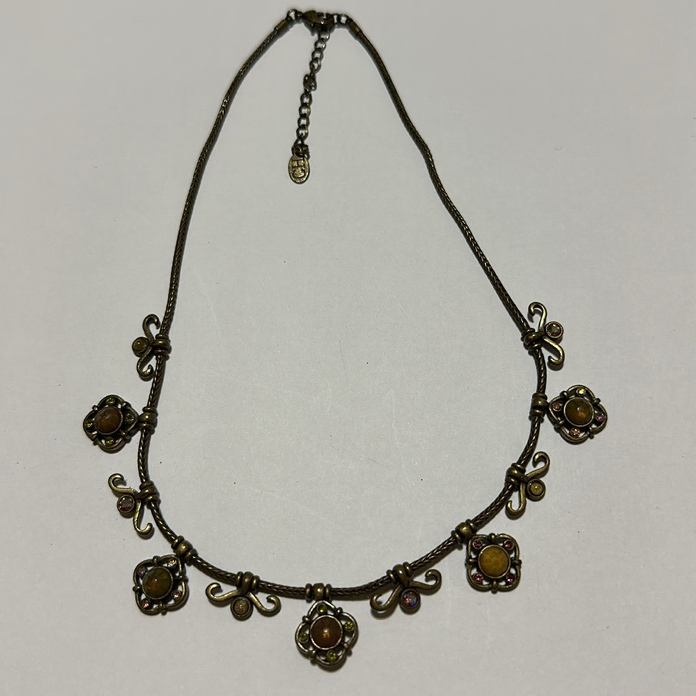 CH Carolina Herrera Cabochons and Rhinestone Necklace Choker 16"